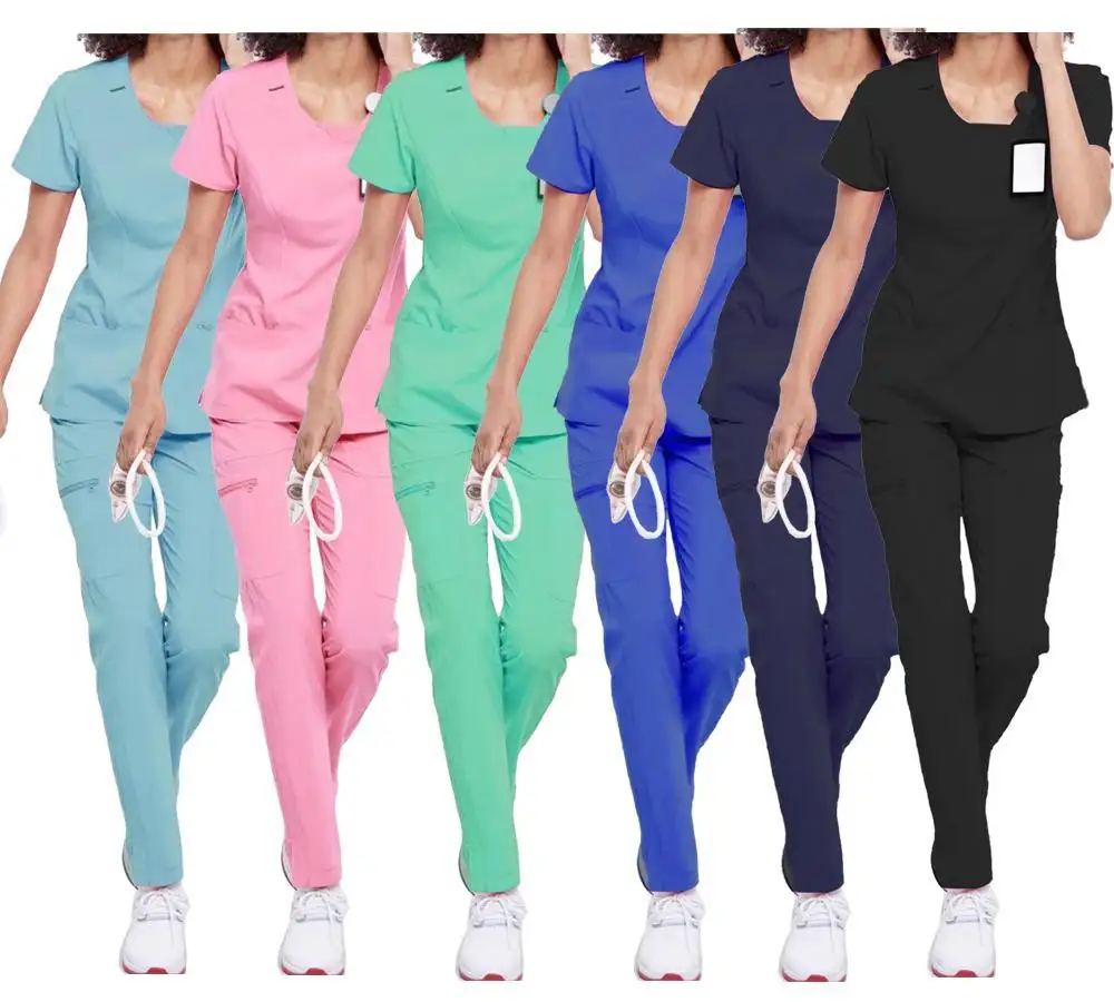 Conjuntos de esfoliantes médicos de elastano para corredores da moda, uniforme de enfermeira, uniforme hospitalar, tecido personalizado para homens, estilo 2021