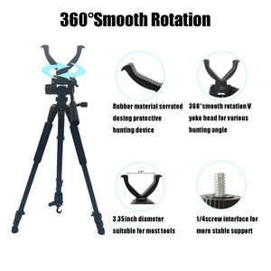 Tripod berburu portabel, tongkat penyesuaian, kolom tengah 25 "-68" Panjang kaki dapat disesuaikan, dukungan aluminium, kepala Yoke V - Product Image 3