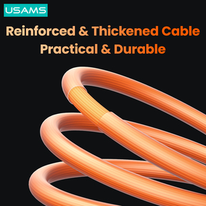 USAMS SJ686 2024 New SJ686 Mecha Durable Cable Zine Alloy 66W 6.0mm <strong>Thickness</strong> <strong>USB</strong> Type-C Fast Charging Data Cable With Light - Product Image 3
