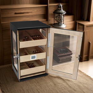 <strong>Humidor</strong> with Hygrometer &amp; Humidifier Three Removable Drawers Partitions for 75~100 Pcs Luxury Wood Cigar <strong>Humidor</strong> Cabinet - Product Image 5
