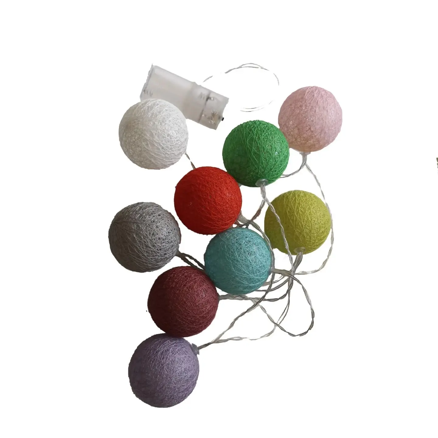 Cadena de luces LED de bola de algodón de buena calidad, 2M, 10 LED para decoración navideña del hogar, cadena de luces LED
