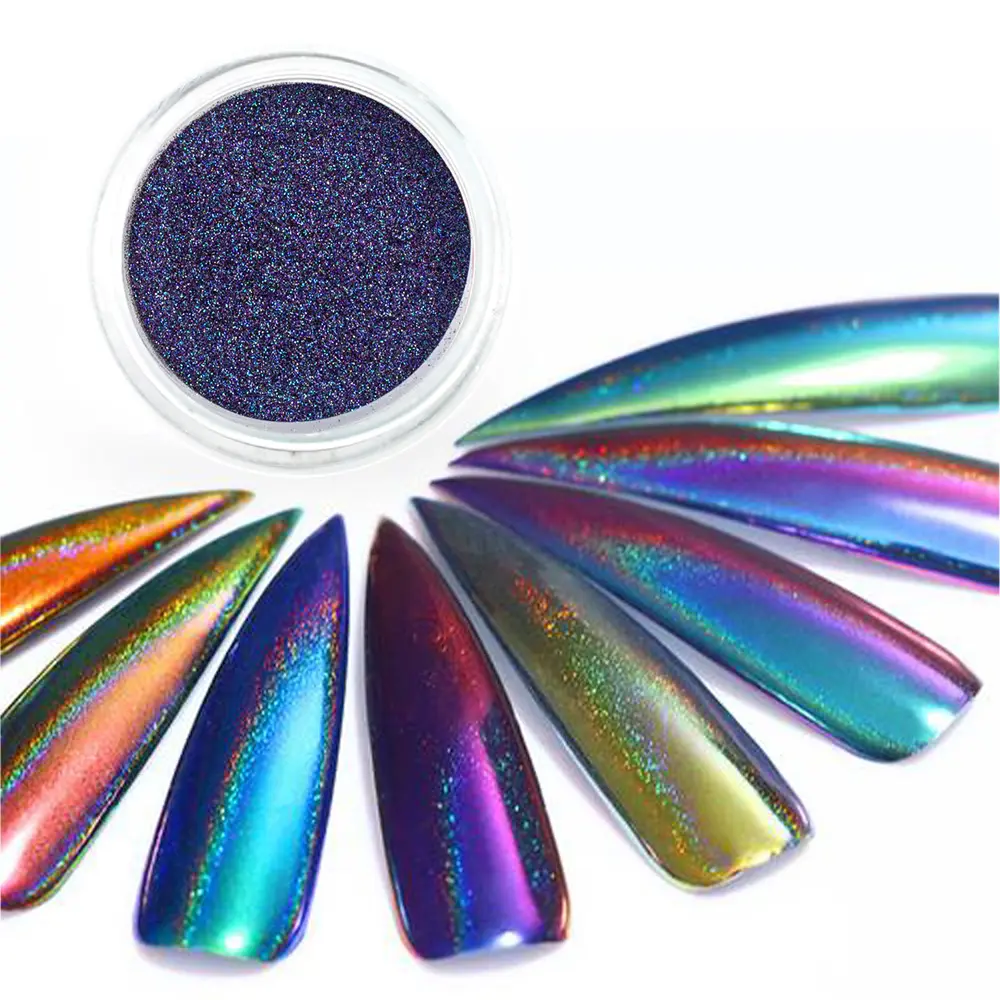 Kolortek Super brillant miroir Chrome ongles poudre manucure Pigment ongles décoration Laser caméléon arc-en-ciel poudre