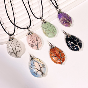 All'ingrosso filo avvolto albero della vita ciondolo, gemma ciondolo, 7 <span class=keywords><strong>Chakra</strong></span> ciondolo, albero della vita ciondolo collana, - Product Image 3
