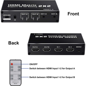 4K HDMI Matrix Switcher 2x2 Matrix HDMI Switch Splitter 2 in 2 out HDMI Switcher mit IR-Fernbedienung für PS4 PS3 PC TV Laptop