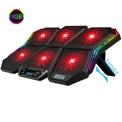 Gaming RGB Laptop Cooler 12-17 Inci Led Layar Laptop Cooling Pad Notebook Cooler Stand Dengan Enam Kipas dan 2 Port USB