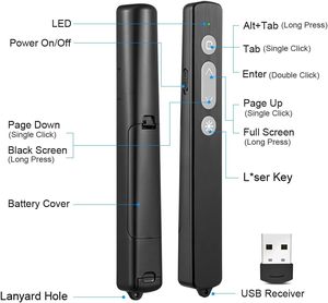 USB Беспроводная мощная лазерная ручка, портативная цифровая лазерная интеллектуальная указка, многофункциональная ручка PowerPoint PPT для презентации - Product Image 2