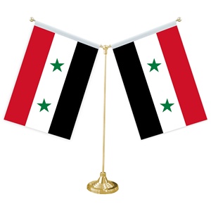 Cờ Syria Cờ bàn hai mặt 14x21cm với mô hình ngôi sao đôi khác biệt trang trí văn phòng tại nhà - Product Image 1