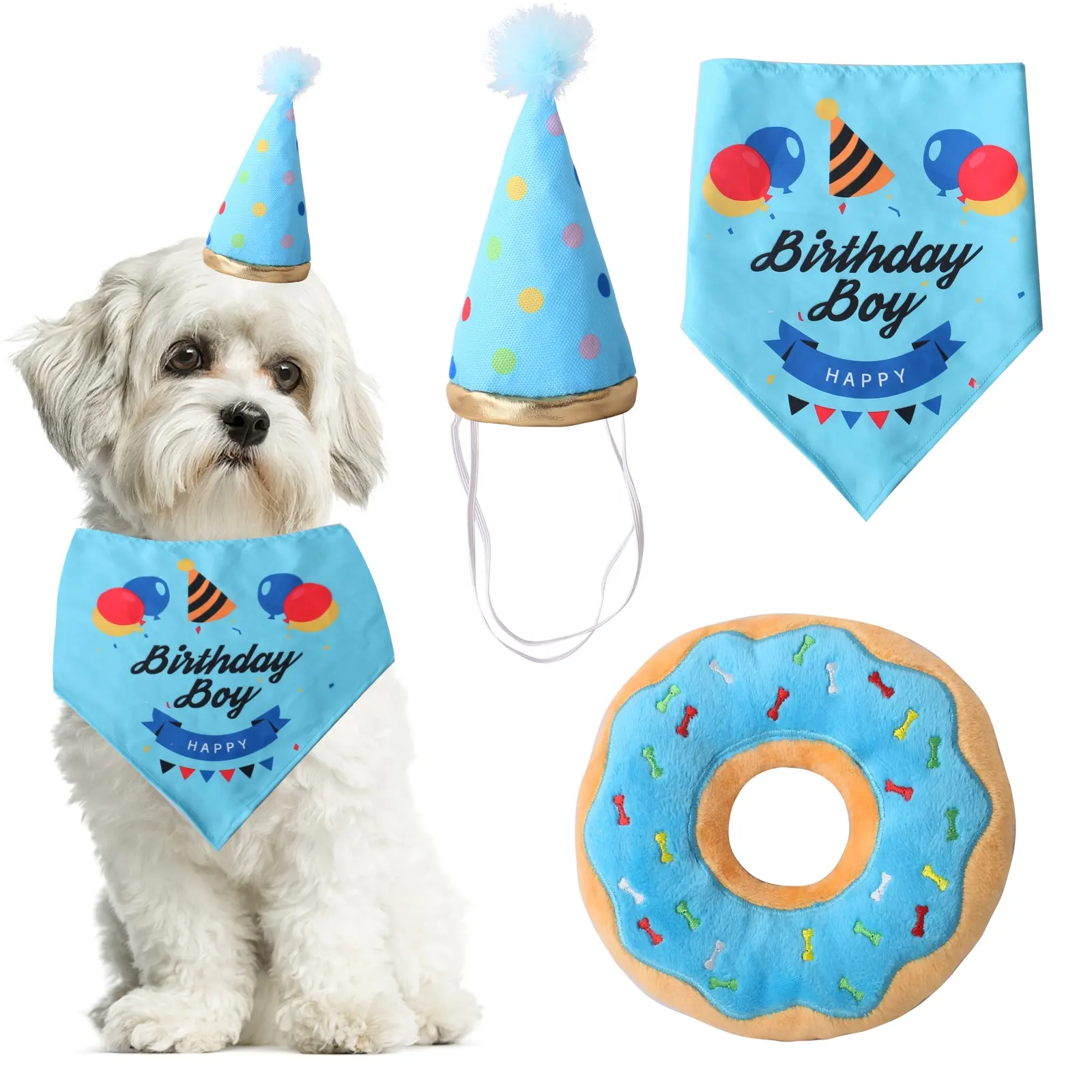 D KING New Design Pet Gifts giocattoli interattivi per cani Happy Birthday Dog Gift Box Dog Birthday Chew Squeaky Toys