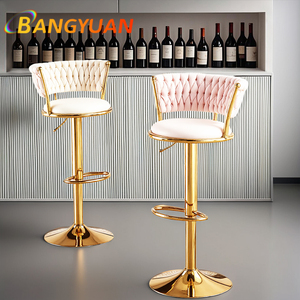 Moderner Luxus Design Barhocker für Hotels, Höhenverstellbarer Salonstuhl aus Flanell - Product Image 6