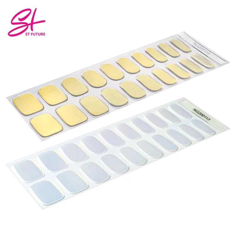 ST FUTURE NG Série Semi Curado Uv Gel Unhas Adesivos 20 Real Gel Unha Polonês Adesivo Completa Envoltórios Tiras