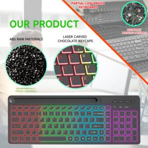 Compacto óptico RGB retroiluminado 2,4G & BT1 + BT2 Teclado para juegos de modo dual Membrana USB ABS para computadoras portátiles Nuevo estilo de tableta - Product Image 5