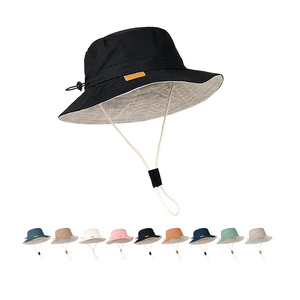 Nueva moda elasticidad controlable al aire libre cuerda tela logotipo personalizado protección solar verano playa varios colores sombreros de cubo - Product Image 1