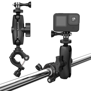 Insta360 Go 3 X3 <span class=keywords><strong>X2</strong></span> GoPro Hero 12 11 10 9 8 7 6 5 4用ダブルボールアダプターオートバイホルダー自転車バイクハンドルバークランプマウント