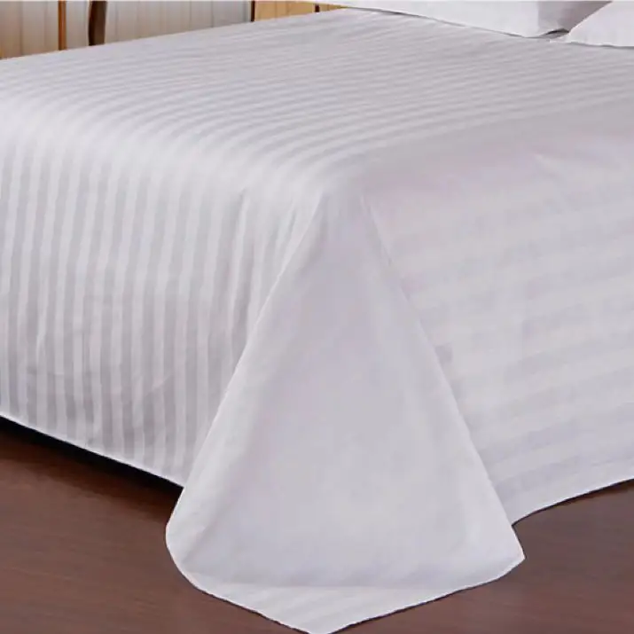 Vente en gros 300tc100% coton peigné satin lin tissu rayé pour drap de lit d'hôtel drap de lit literie en rouleau