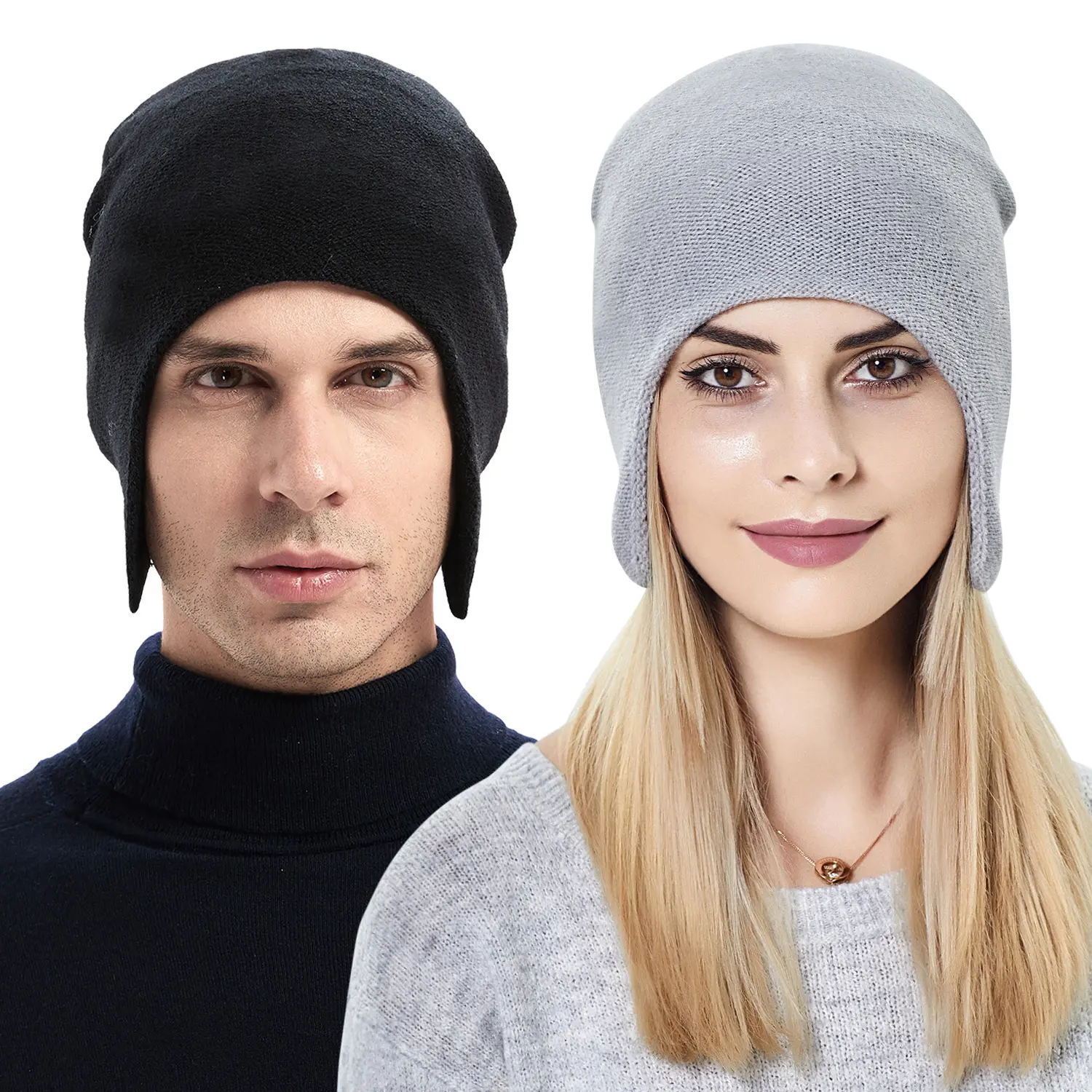 Bonnet en tricot à rabat pour femmes et hommes, couvre-oreilles, accessoire d'hiver, de ski en plein air, chaud, tricoté avec doublure, crâne