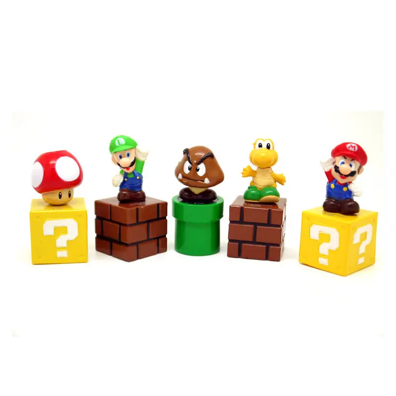Botu personalizado 5 unids/set Marios figura Luigi Yoshi burro mono hongo muñecas PVC coche decoración regalos colección modelo figuras de juguete