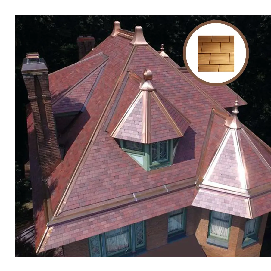 KME TECU Design Custom cooper metal roof tiles American red tile house with roof tile decoration