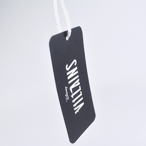Etiquetas de nombre con logotipo personalizado de alta calidad, etiquetas colgantes artesanales de papel fino con cuerda para ropa, esquema de Color blanco y negro - Product Image 4