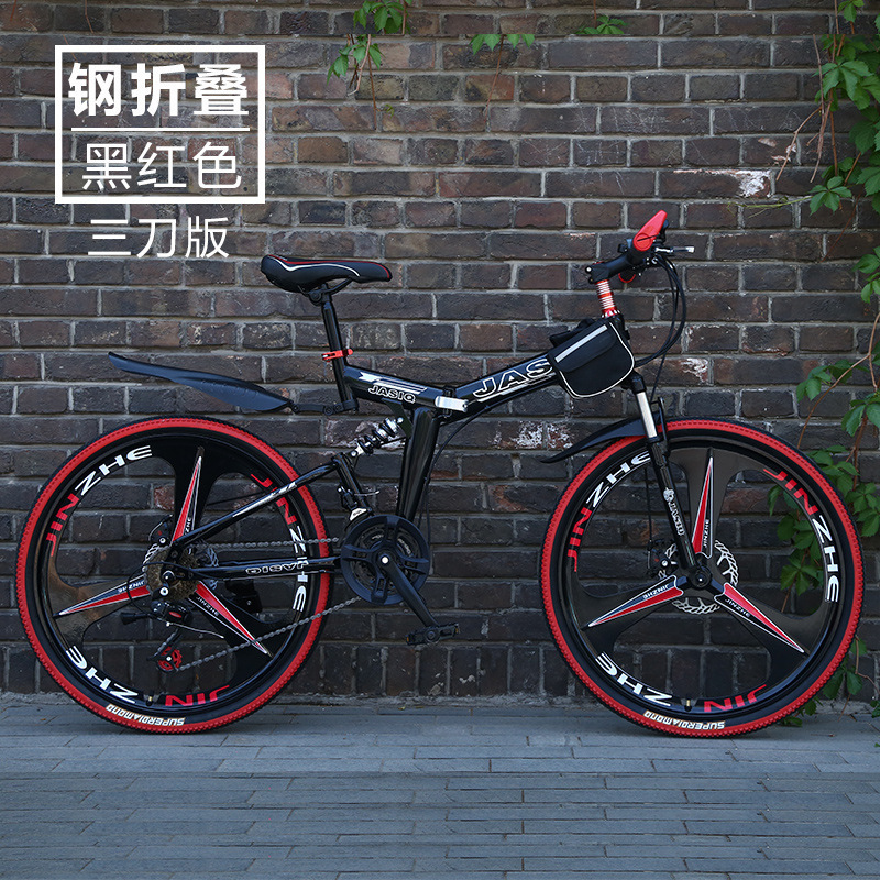21-speed black triple-spoke wheel