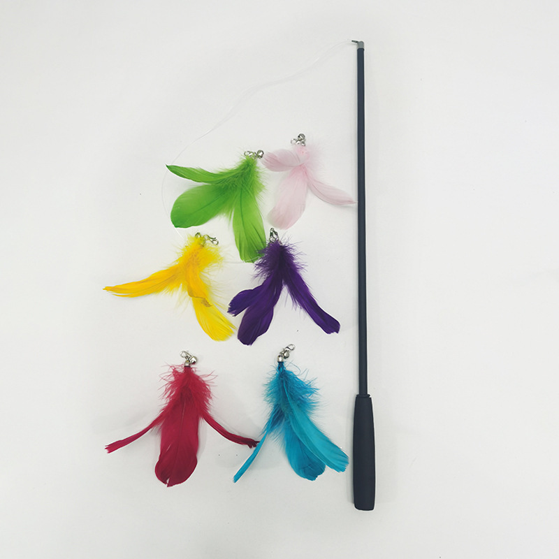 Conjunto de tocado de plumas de seis colores (con asta)