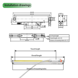 Ditron High Accuracy <strong>Linear</strong> Glass Scale <strong>Encoder</strong> 1100mm-3000mm 5um /1um Resolution for 2 Axis 3 Axis Dro Digital Readout - Product Image 2