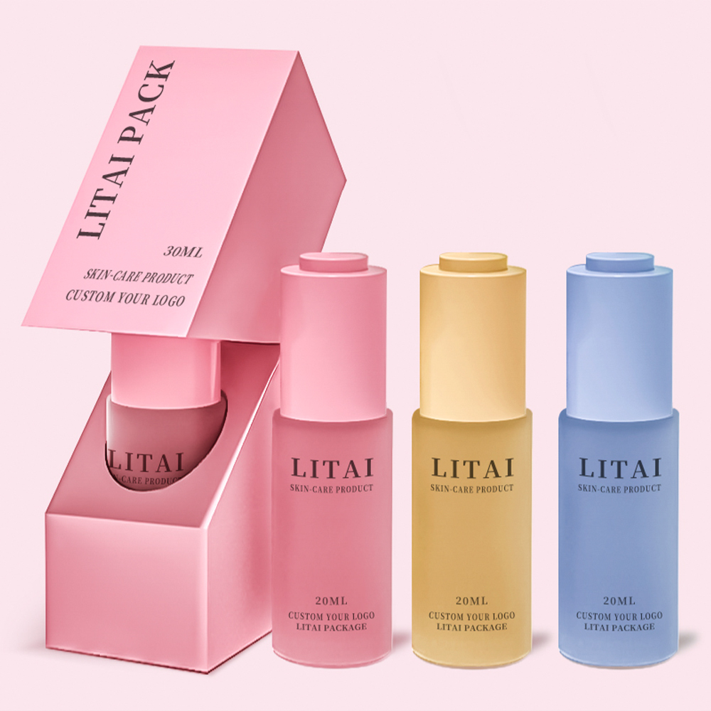 frosted colored glass bottle with packaging box series
