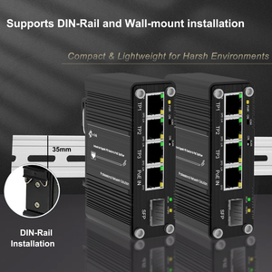 Adaptador Ethernet de interfaz híbrida Mini 3 puertos 10/100/1000T + 1 puerto 100/1000X SFP con función de divisor PD y PoE - Product Image 6