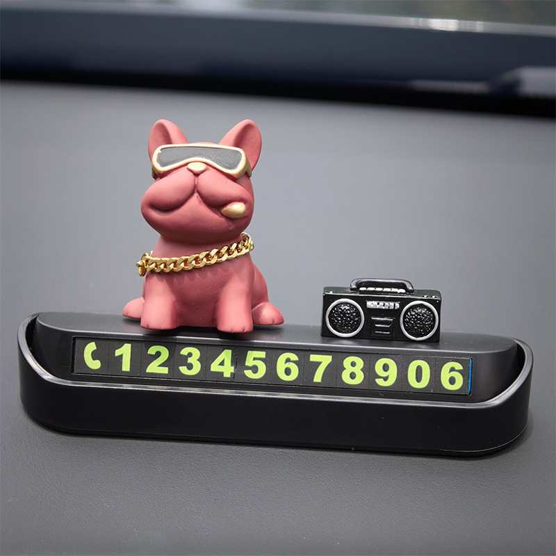 Panneau de stationnement standard rouge bouledogue français radio-noir