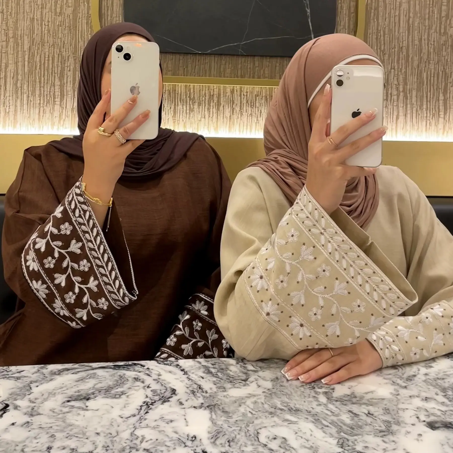 Abaya de linho bordado aberto para mulheres, roupão islâmico modesto preto, roupa abaya Dubai Muslim