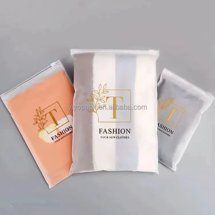 Bolsa de embalaje de plástico esmerilado para ropa con cierre de cremallera de polietileno con estampado mate personalizado