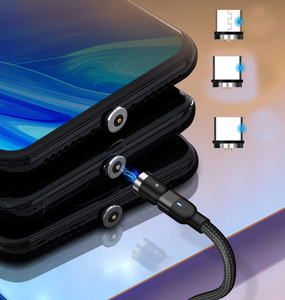 磁気充電ケーブル1m3ft 3in1 540度回転磁気USBケーブルコード磁石回転USB Cケーブル