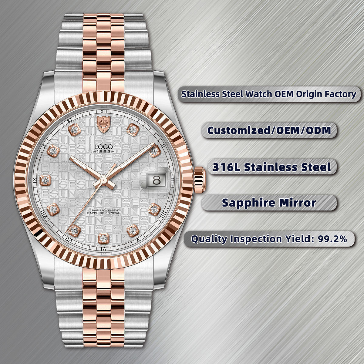 Or rose/argent-argent