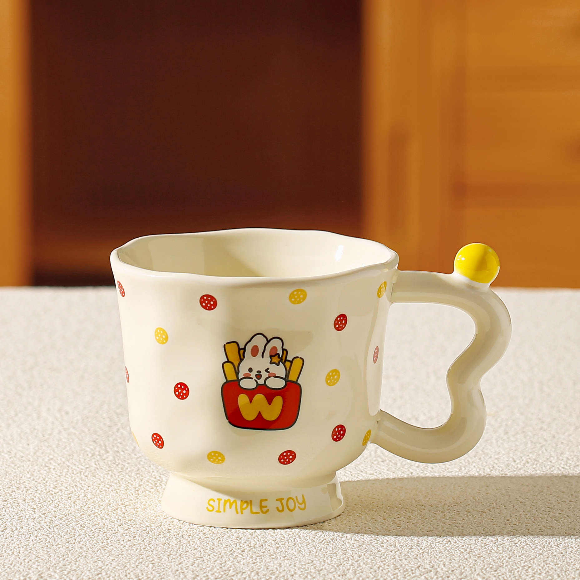 Frites, Lapin, Tasse Jaune Individuelle