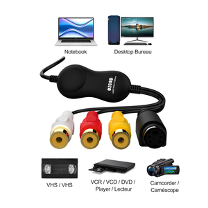 USB 2.0视频采集卡设备将模拟到数字与VHS录像机电视转换为DVD适配器，用于苹果视窗音频 - Product Image 6