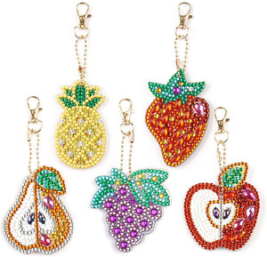 Tự làm kim cương động vật hình dạng đôi bên nhựa Sequins Móc Chìa Khóa Vòng thiết lập đặc biệt hình kim cương vẽ mặt dây chuyền Quà Tặng - Product Image 4