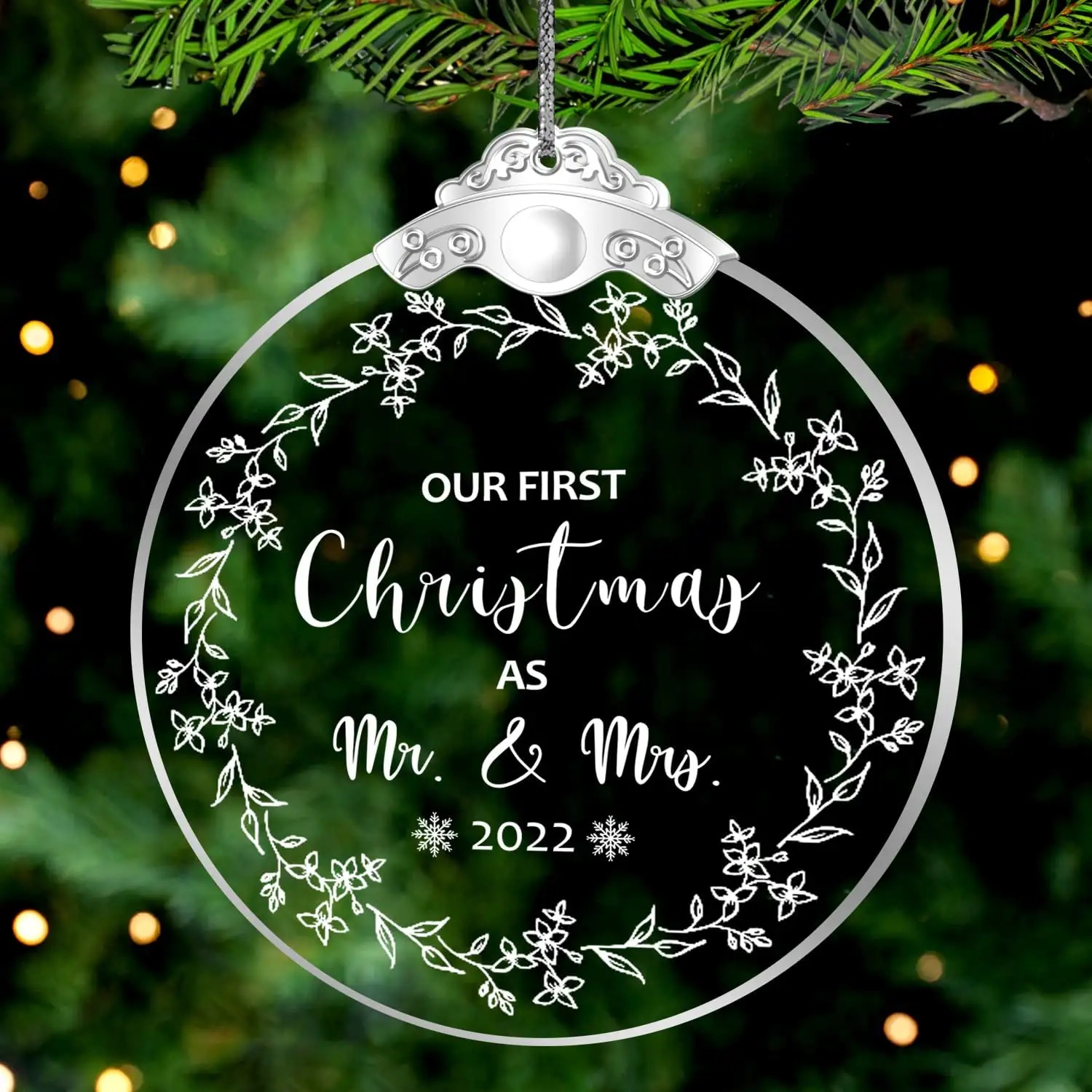 Adornos de árbol de Navidad personalizados, decoración de árbol de Navidad colgante de cristal, 2021