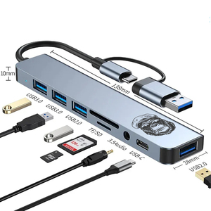 Eonline 3D <strong>8</strong> in 1 USB HUB 3.0 Dock Station 5Gbps High Speed Transmission USB Splitter Type C to USB OTG <strong>Adapter</strong> - Product Image 1