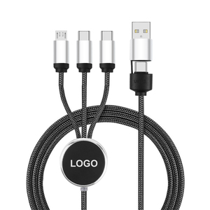 Promosyon hediye özel kızdırma logosu şarj kablosu LED ışık Up çoklu bağlantı noktaları telefon USB 3 in 1 LED şarj kablosu - Product Image 1