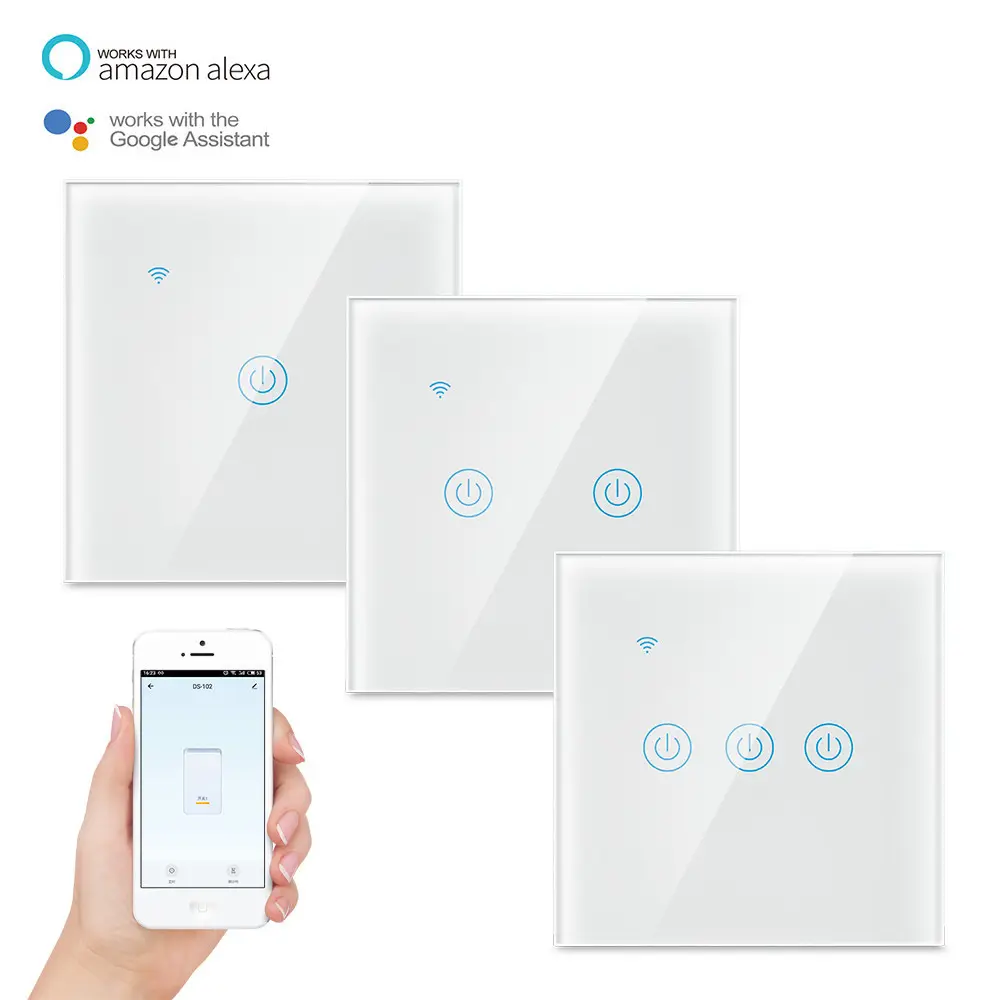 Tuya Zigbee EU Standard 1/2/3/4 Gang panneau de verre maison intelligente commande vocale WiFi mur tactile interrupteur intelligent