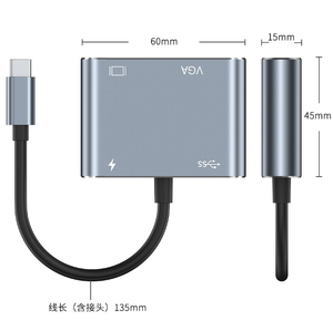 4合1 C型至USB 3.0 100W PD集线器适配器转换器1080p VGA多端口USB C集线器笔记本电脑电话适配器 - Product Image 4