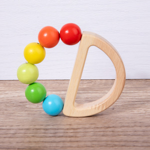 1PC תינוק רעשן עץ אשור בעלי החיים יד בקיעת שיניים עץ טבעת משמיע קול מונטסורי חינוכי צעצוע למשוך תשומת לב