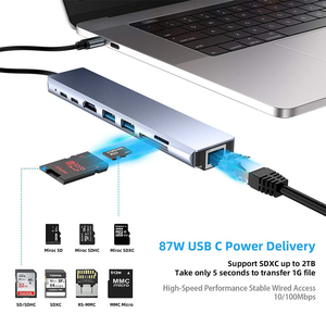 Dock MST双屏双显示适配器集线器USB C型笔记本电脑扩展坞8合1 USB C集线器集线器 - Product Image 6