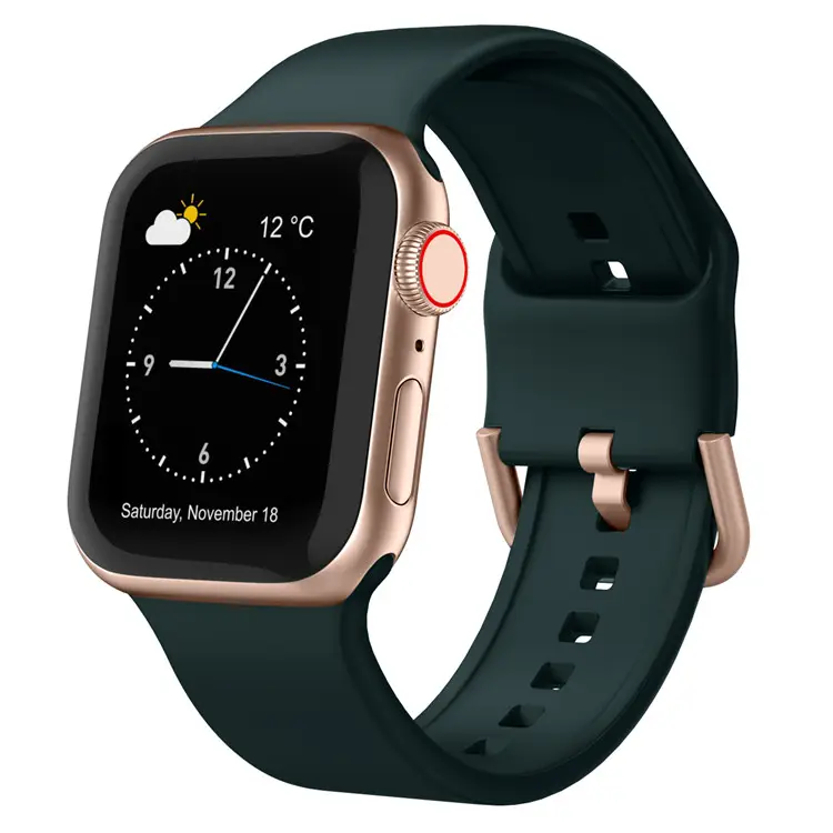Adepoy A-S008 pulseira de relógio de silicone, pulseira de relógio de substituição esportiva e macia para iwatch series se 7 6 5 apple band