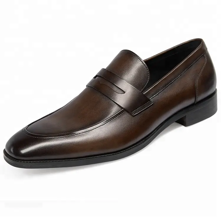 Italiano Zapatos de vestir de los hombres mocasines de conducción plana suave cómodo zapatos de cuero genuino