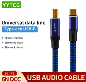 HIFI USB Cable Type-<strong>C</strong> to Type-B 6N OCC Hifi Data Cable Universal Data Line USB Audio Cable