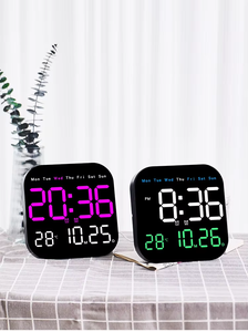 Multifunktion ale quadratische LED-Wanduhr mit großem Display Fernbedienung Digitaler Wecker Anzeige Kalender Temperatur Tisch uhr - Product Image 6