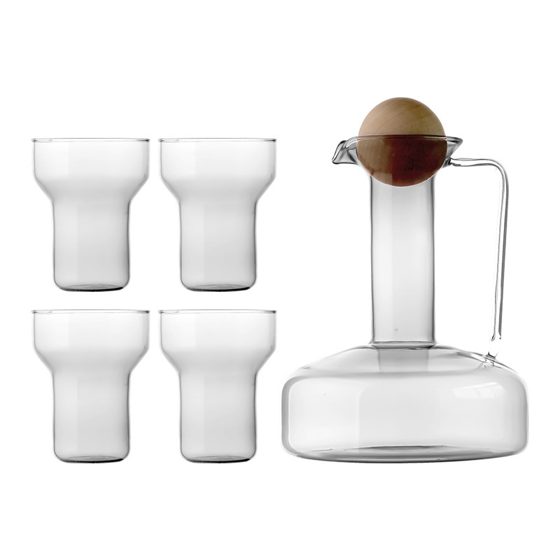 1 olla + 4 tazas/juego cisne transparente