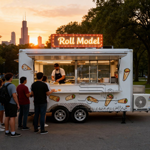 Lampu tren lucu es krim Luar Negeri Tacos wafel Crepe makanan penutup Pancake donat truk Trailer makanan untuk pesta pernikahan - Product Image 3