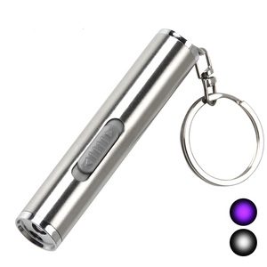 Paslanmaz çelik çift fonksiyonlu 2 in 1 LED mor el feneri LED anahtarlık ışıkları - Product Image 1