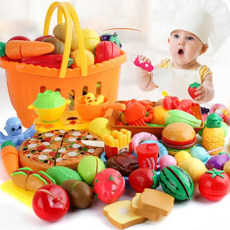 Early Educational Play Fruit Vegetable Food Series Plastic Pineapple Cabbage Strawberry Cutting Foods MOC Toys Children Gifts